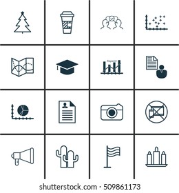 Set Of 16 Universal Editable Icons. Can Be Used For Web, Mobile And App Design. Includes Icons Such As Circle Graph, Keyword Optimisation, Pin And More.