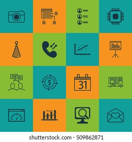 Set Of 16 Universal Editable Icons. Can Be Used For Web, Mobile And App Design. Includes Icons Such As Loading Speed, Laptop, Discussion And More.