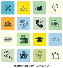 Set Of 16 Universal Editable Icons. Can Be Used For Web, Mobile And App Design. Includes Icons Such As Wax, Sinus Graph, Innovation And More.