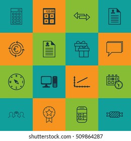 Set Of 16 Universal Editable Icons. Can Be Used For Web, Mobile And App Design. Includes Icons Such As Financial, Present Badge, Investment And More.