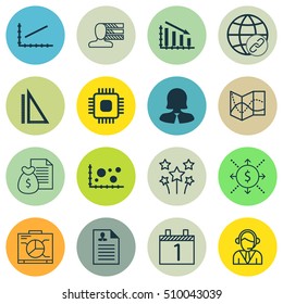 Set Of 16 Universal Editable Icons. Can Be Used For Web, Mobile And App Design. Includes Icons Such As Board, Money, Chip And More.