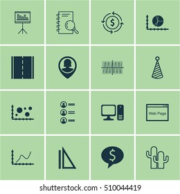 Set Of 16 Universal Editable Icons. Can Be Used For Web, Mobile And App Design. Includes Icons Such As Job Applicants, Business Deal, Analysis And More.