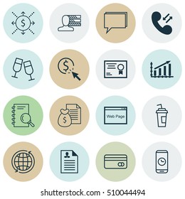 Set Of 16 Universal Editable Icons. Can Be Used For Web, Mobile And App Design. Includes Icons Such As Champagne Glasses, Website, Conference And More.