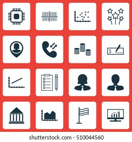 Set Of 16 Universal Editable Icons. Can Be Used For Web, Mobile And App Design. Includes Icons Such As Chip, Pin, Manager And More.