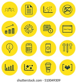 Set Of 16 Universal Editable Icons. Can Be Used For Web, Mobile And App Design. Includes Icons Such As Appointment, Call Duration, Calculation And More.