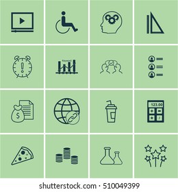 Set Of 16 Universal Editable Icons. Can Be Used For Web, Mobile And App Design. Includes Icons Such As Festive Fireworks, Keyword Optimisation, Cooperation And More.