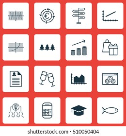 Set Of 16 Universal Editable Icons. Can Be Used For Web, Mobile And App Design. Includes Icons Such As Coins Growth, Calculation, Opportunity And More.