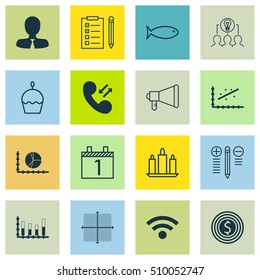 Set Of 16 Universal Editable Icons. Can Be Used For Web, Mobile And App Design. Includes Icons Such As Manager, Collaborative Solution, Wireless And More.