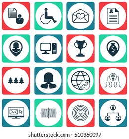 Set Of 16 Universal Editable Icons. Can Be Used For Web, Mobile And App Design. Includes Icons Such As Female Application, Accessibility, Collaborative Solution And More.