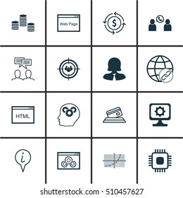 Set Of 16 Universal Editable Icons. Can Be Used For Web, Mobile And App Design. Includes Icons Such As PC, Coding, Website And More.