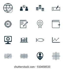 Set Of 16 Universal Editable Icons. Can Be Used For Web, Mobile And App Design. Includes Icons Such As Money, Phone Conference, PC And More.