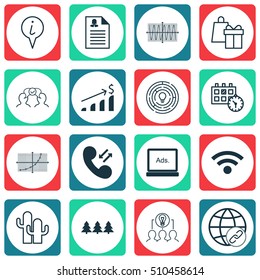 Set Of 16 Universal Editable Icons. Can Be Used For Web, Mobile And App Design. Includes Icons Such As Holiday Ornament, Digital Media, Innovation And More.