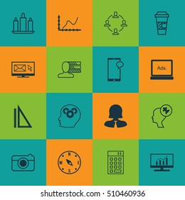 Set Of 16 Universal Editable Icons. Can Be Used For Web, Mobile And App Design. Includes Icons Such As Measurement, Wax, Brain Process And More.