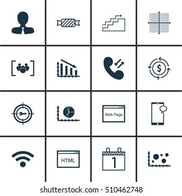 Set Of 16 Universal Editable Icons. Can Be Used For Web, Mobile And App Design. Includes Icons Such As Messaging, Website, Coding And More.