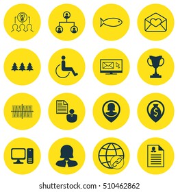 Set Of 16 Universal Editable Icons. Can Be Used For Web, Mobile And App Design. Includes Icons Such As Accessibility, Report, Greeting Email And More.