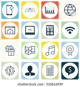 Set Of 16 Universal Editable Icons. Can Be Used For Web, Mobile And App Design. Includes Icons Such As Manager, Financial, Connectivity And More.