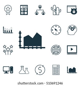 Set Of 16 Universal Editable Icons. Can Be Used For Web, Mobile And App Design. Includes Icons Such As Money Trasnfer, Desktop Computer, Brain Process And More.