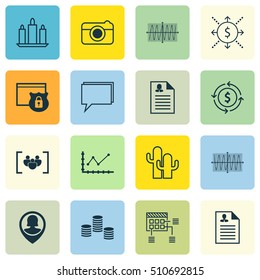 Set Of 16 Universal Editable Icons. Can Be Used For Web, Mobile And App Design. Includes Icons Such As Wax, Security, Cacti And More.
