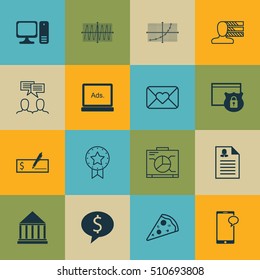 Set Of 16 Universal Editable Icons. Can Be Used For Web, Mobile And App Design. Includes Icons Such As Education Center, Celebration Letter, Female Application And More.