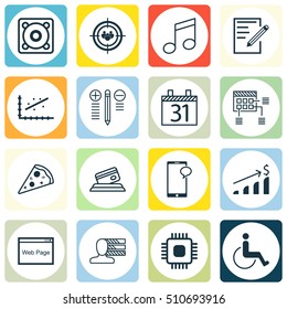 Set Of 16 Universal Editable Icons. Can Be Used For Web, Mobile And App Design. Includes Icons Such As Sliced Pizza, Focus Group, Decision Making And More.