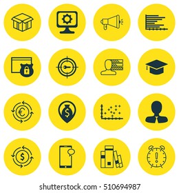 Set Of 16 Universal Editable Icons. Can Be Used For Web, Mobile And App Design. Includes Icons Such As Personal Skills, Money Recycle, Manager And More.
