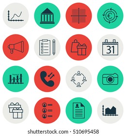 Set Of 16 Universal Editable Icons. Can Be Used For Web, Mobile And App Design. Includes Icons Such As Job Applicants, Shopping, Sequence Graphics And More.