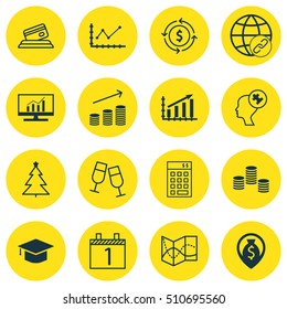 Set Of 16 Universal Editable Icons. Can Be Used For Web, Mobile And App Design. Includes Icons Such As Connectivity, Graduation, Road Map And More.