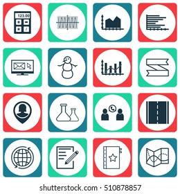 Set Of 16 Universal Editable Icons. Can Be Used For Web, Mobile And App Design. Includes Icons Such As Raise Diagram, Warranty, World And More.