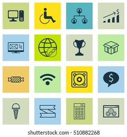 Set Of 16 Universal Editable Icons. Can Be Used For Web, Mobile And App Design. Includes Icons Such As Tournament, Website Performance, Successful Investment And More.