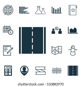 Set Of 16 Universal Editable Icons. Can Be Used For Web, Mobile And App Design. Includes Icons Such As Warranty, Road Map, Phone Conference And More.