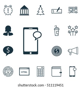 Set Of 16 Universal Editable Icons. Can Be Used For Web, Mobile And App Design. Includes Icons Such As Time Management, Announcement, Education Center And More.