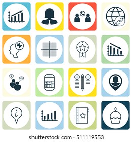 Set Of 16 Universal Editable Icons. Can Be Used For Web, Mobile And App Design. Includes Icons Such As Profit Graph, Phone Conference, SEO Brainstorm And More.