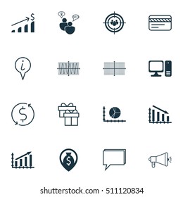 Set Of 16 Universal Editable Icons. Can Be Used For Web, Mobile And App Design. Includes Icons Such As SEO Brainstorm, Circle Graph, Focus Group And More.