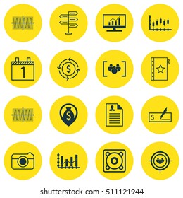 Set Of 16 Universal Editable Icons. Can Be Used For Web, Mobile And App Design. Includes Icons Such As Street, Opportunity, Money Recycle And More.