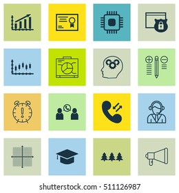 Set Of 16 Universal Editable Icons. Can Be Used For Web, Mobile And App Design. Includes Icons Such As Holiday Ornament, Graduation, Stock Market And More.