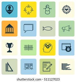 Set Of 16 Universal Editable Icons. Can Be Used For Web, Mobile And App Design. Includes Icons Such As Conference, Bars Chart, Winter And More.
