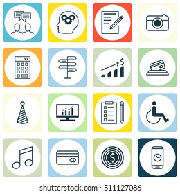 Set Of 16 Universal Editable Icons. Can Be Used For Web, Mobile And App Design. Includes Icons Such As Brain Process, Opportunity, Credit Card And More.