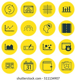 Set Of 16 Universal Editable Icons. Can Be Used For Web, Mobile And App Design. Includes Icons Such As Graphical Grid, Board, Comparison And More.