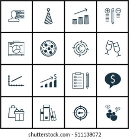 Set Of 16 Universal Editable Icons. Can Be Used For Web, Mobile And App Design. Includes Icons Such As Pizza Meal, Shopping, Birthday Hat And More.