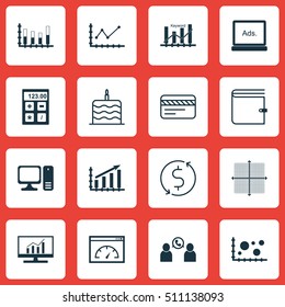 Set Of 16 Universal Editable Icons. Can Be Used For Web, Mobile And App Design. Includes Icons Such As Money Transfer, Profit Graph, Loading Speed And More.
