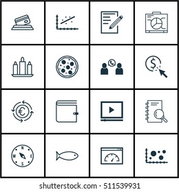 Set Of 16 Universal Editable Icons. Can Be Used For Web, Mobile And App Design. Includes Icons Such As Paper, Analytics, PPC And More.