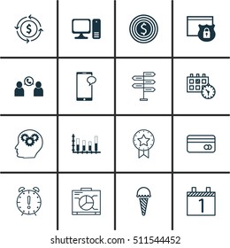 Set Of 16 Universal Editable Icons. Can Be Used For Web, Mobile And App Design. Includes Icons Such As Brain Process, Appointment, Plastic Card And More.