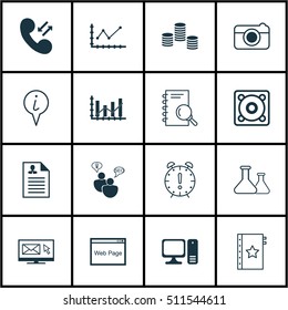 Set Of 16 Universal Editable Icons. Can Be Used For Web, Mobile And App Design. Includes Icons Such As Street, Time Management, Changes Graph And More.