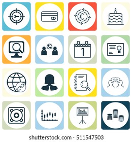 Set Of 16 Universal Editable Icons. Can Be Used For Web, Mobile And App Design. Includes Icons Such As Plastic Card, Connectivity, Currency Recycle And More.