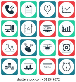 Set Of 16 Universal Editable Icons. Can Be Used For Web, Mobile And App Design. Includes Icons Such As SEO Brainstorm, Market Research, Music And More.