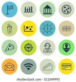 Set Of 16 Universal Editable Icons. Can Be Used For Web, Mobile And App Design. Includes Icons Such As Growth, Wireless, Bank Card And More.