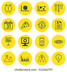 Set Of 16 Universal Editable Icons. Can Be Used For Web, Mobile And App Design. Includes Icons Such As Chemical, Collaborative Solution, Circle Graph And More.