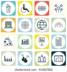 Set Of 16 Universal Editable Icons. Can Be Used For Web, Mobile And App Design. Includes Icons Such As Accessibility, Airport Construction, Graphical Grid And More.