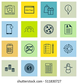 Set Of 16 Universal Editable Icons. Can Be Used For Web, Mobile And App Design. Includes Icons Such As Reminder, Board, Investment And More.