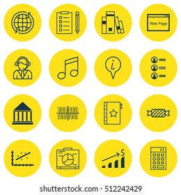 Set Of 16 Universal Editable Icons. Can Be Used For Web, Mobile And App Design. Includes Icons Such As Reminder, Website, Successful Investment And More.